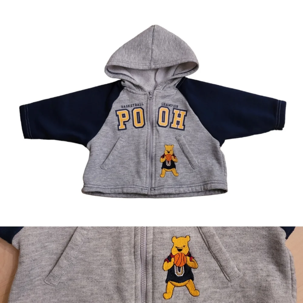 Vintage 1990s Y2K Disney Winnie the Pooh zip-up infant hoodie hooded sweatshirt